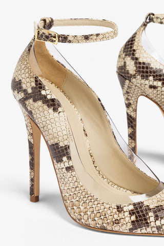 Larroudé by Sergio Hudson: Scarpin Tahleya Couro Cobra Bege Larroudé x Sergio Hudson
