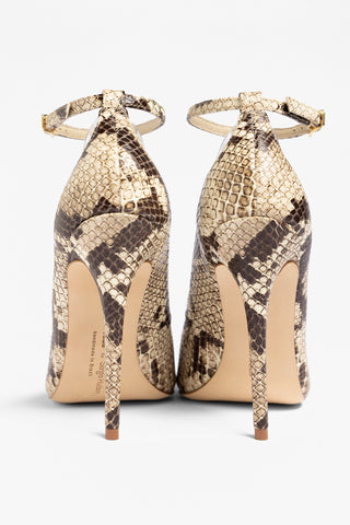 Larroudé by Sergio Hudson: Scarpin Tahleya Couro Cobra Bege Larroudé x Sergio Hudson