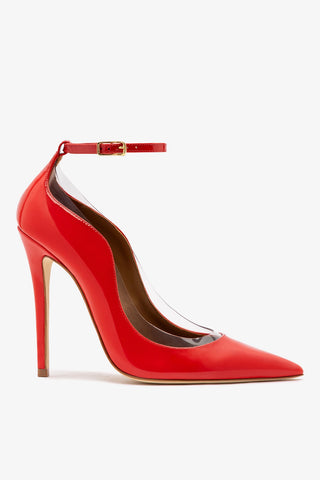 Larroudé by Sergio Hudson: Scarpin Tahleya Couro Verniz Vermelho Sandal Larroudé x Sergio Hudson