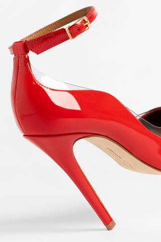 Larroudé by Sergio Hudson: Scarpin Tahleya Couro Verniz Vermelho Sandal Larroudé x Sergio Hudson