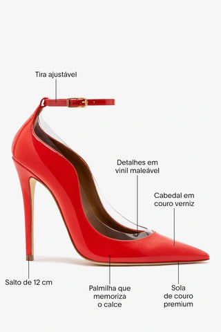 Larroudé by Sergio Hudson: Scarpin Tahleya Couro Verniz Vermelho Sandal Larroudé x Sergio Hudson