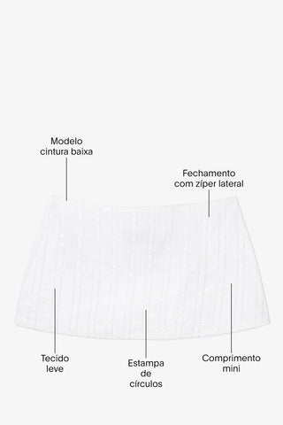 Mini Saia Ava Círculos Algodão Branco Skirt Sheridan Cox by Larroudé