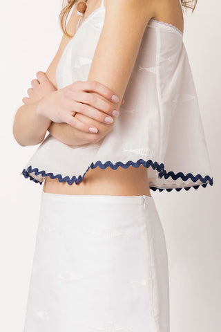 Mini Saia Ava Sardinhas Algodão Branco Skirt Sheridan Cox by Larroudé