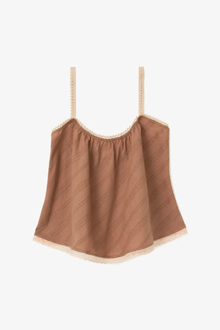 Regata Perfect Diamantes Algodão Marrom Top Sheridan Cox by Larroudé