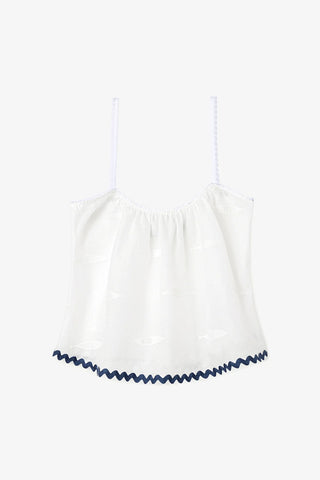 Regata Perfect Sardinhas Algodão Branco Top Sheridan Cox by Larroudé