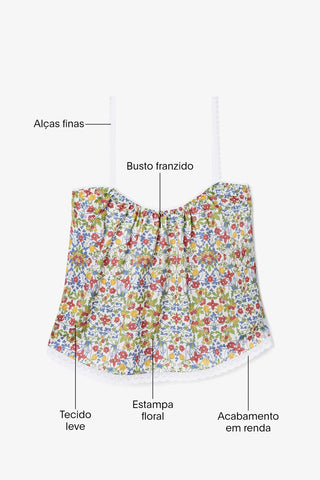 Regata Perfect Flores Algodão Branco Top Sheridan Cox by Larroudé