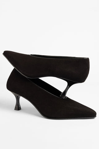 Scarpin Cambon Camurça Preto Pump Larroudé