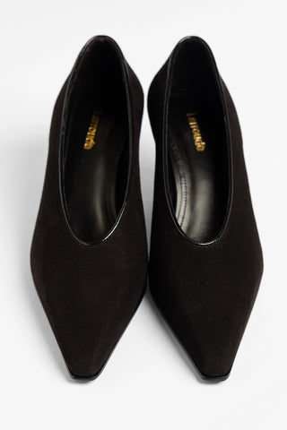 Scarpin Cambon Camurça Preto Pump Larroudé