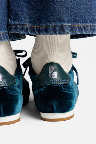 Tênis Stella Veludo e Couro Azul