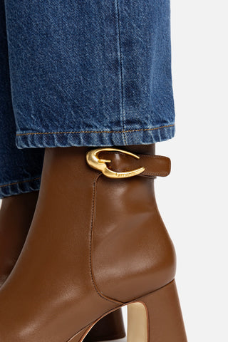 Bota Plataforma Dolly Verona Low Couro Marrom