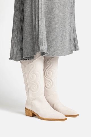 Bota Paloma Camurça Cinza Womens - Shoes - Boots Larroudé