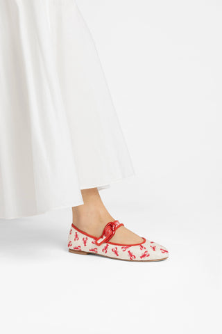 Sapatilha Verona Lona Off White e Bordado Lagosta