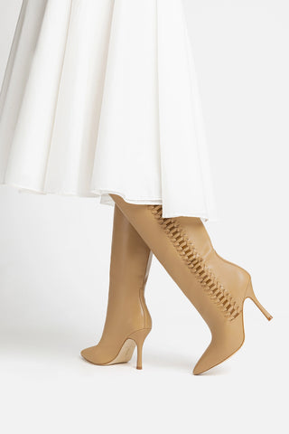 Bota Kate Couro Caramelo e Couro Marrom Womens - Shoes - Boots Larroudé