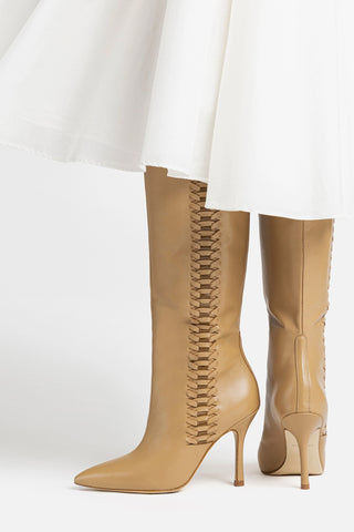 Bota Kate Couro Caramelo e Couro Marrom Womens - Shoes - Boots Larroudé