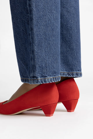 Scarpin Ruth Camurça Vermelho