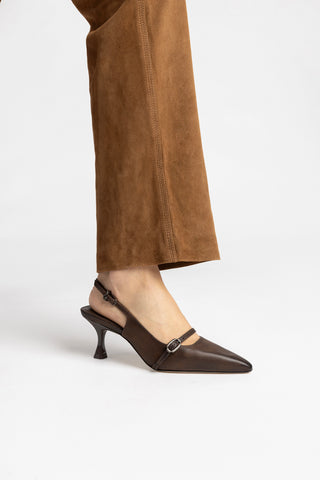 Slingback Ines Couro Marrom