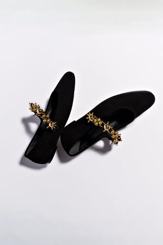 Larroudé x Libertine Verona In Black Suede and Golden Balls