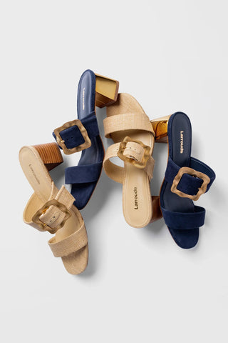 Mule Maria Ráfia Bege Womens - Shoes - Sandals Larroudé