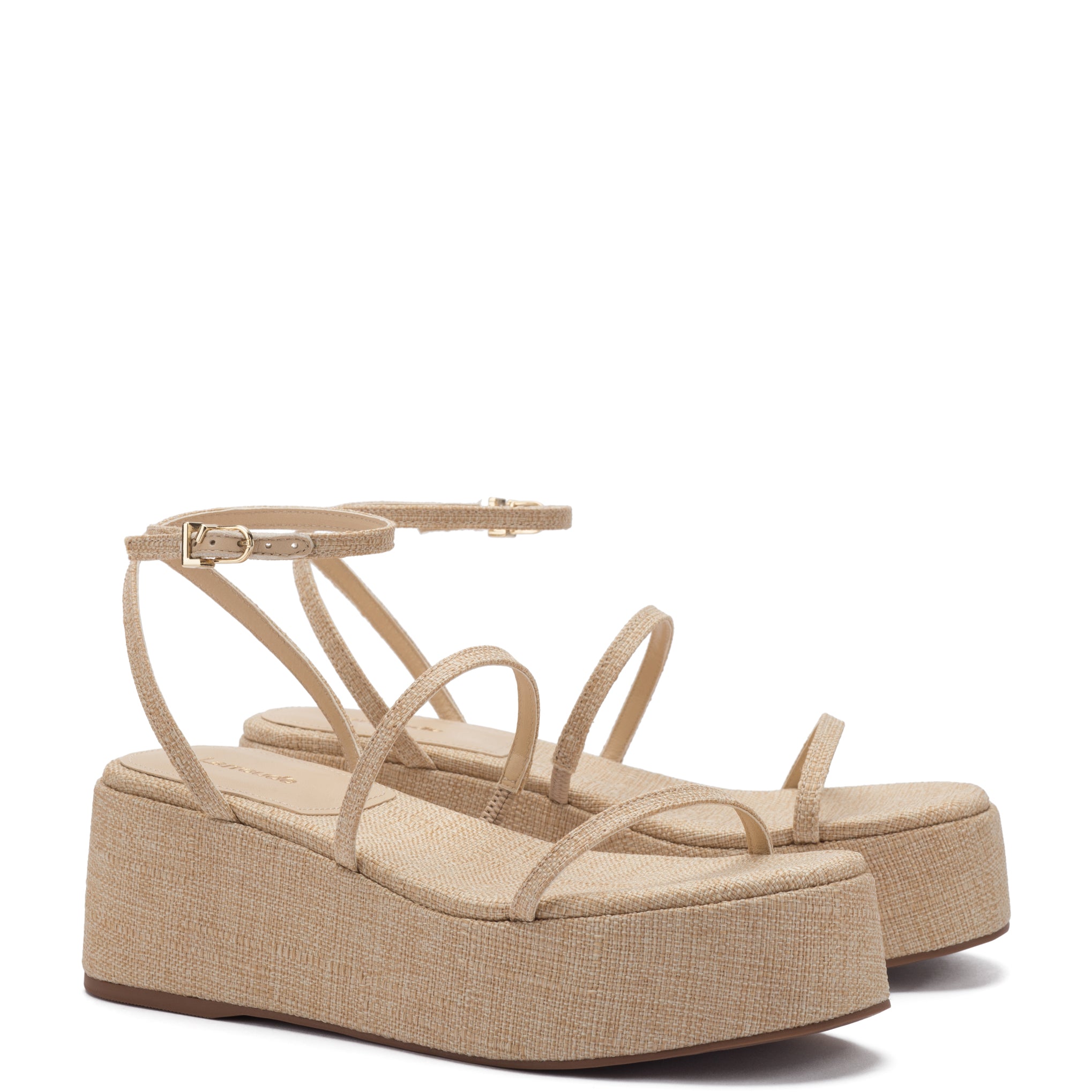 Gio Flatform Sandal In Beige Raffia