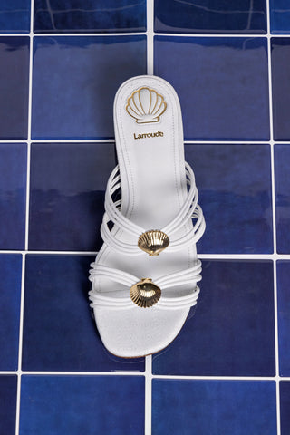 Shelly Flat Mule In White Leather