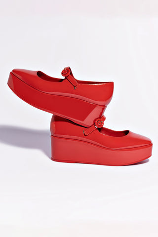 Blair Flatform In Scarlet Patent Leather