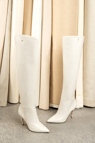 Kate Hi Boot In Ivory Leather