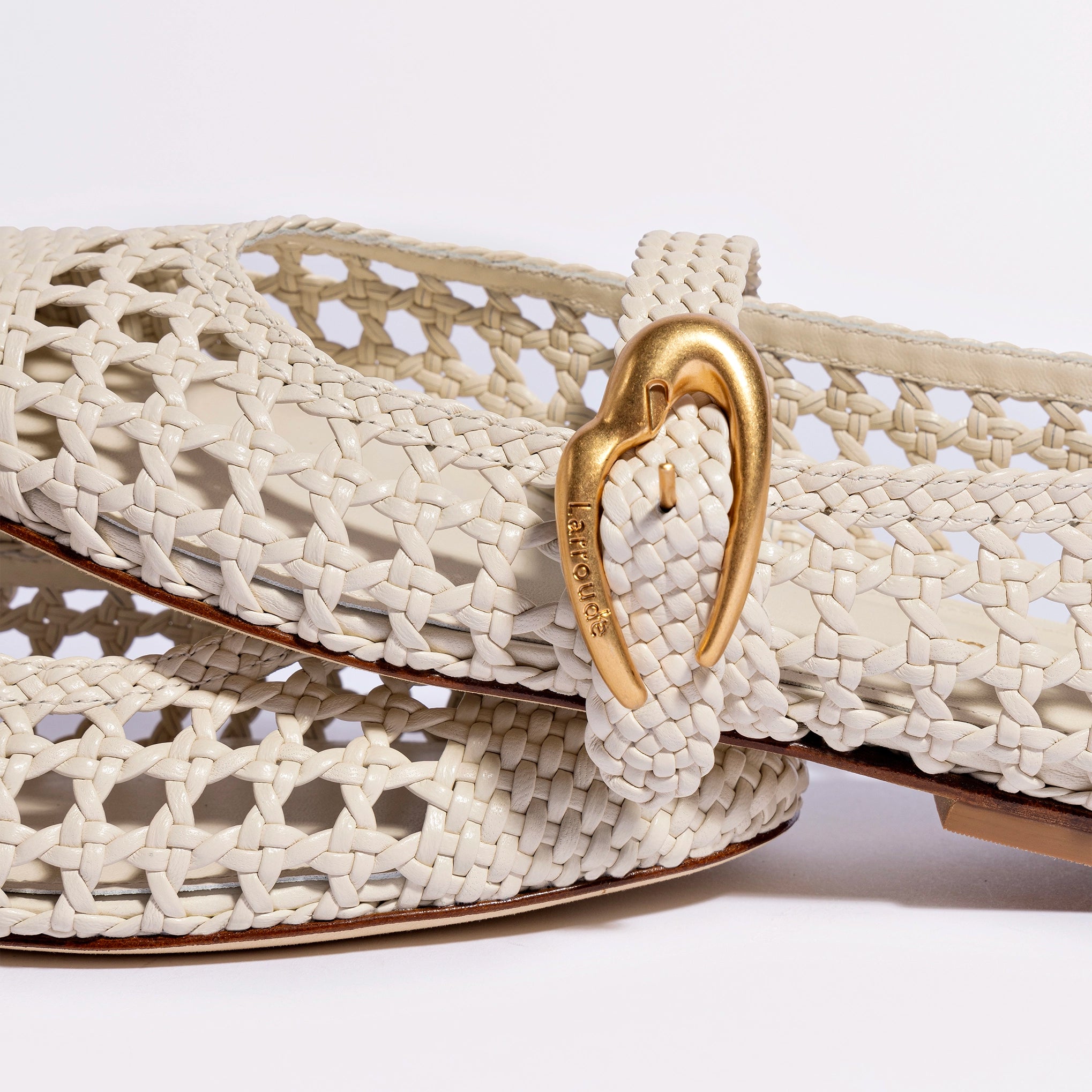 Verona Macrame Ballet Flat In Ivory Leather