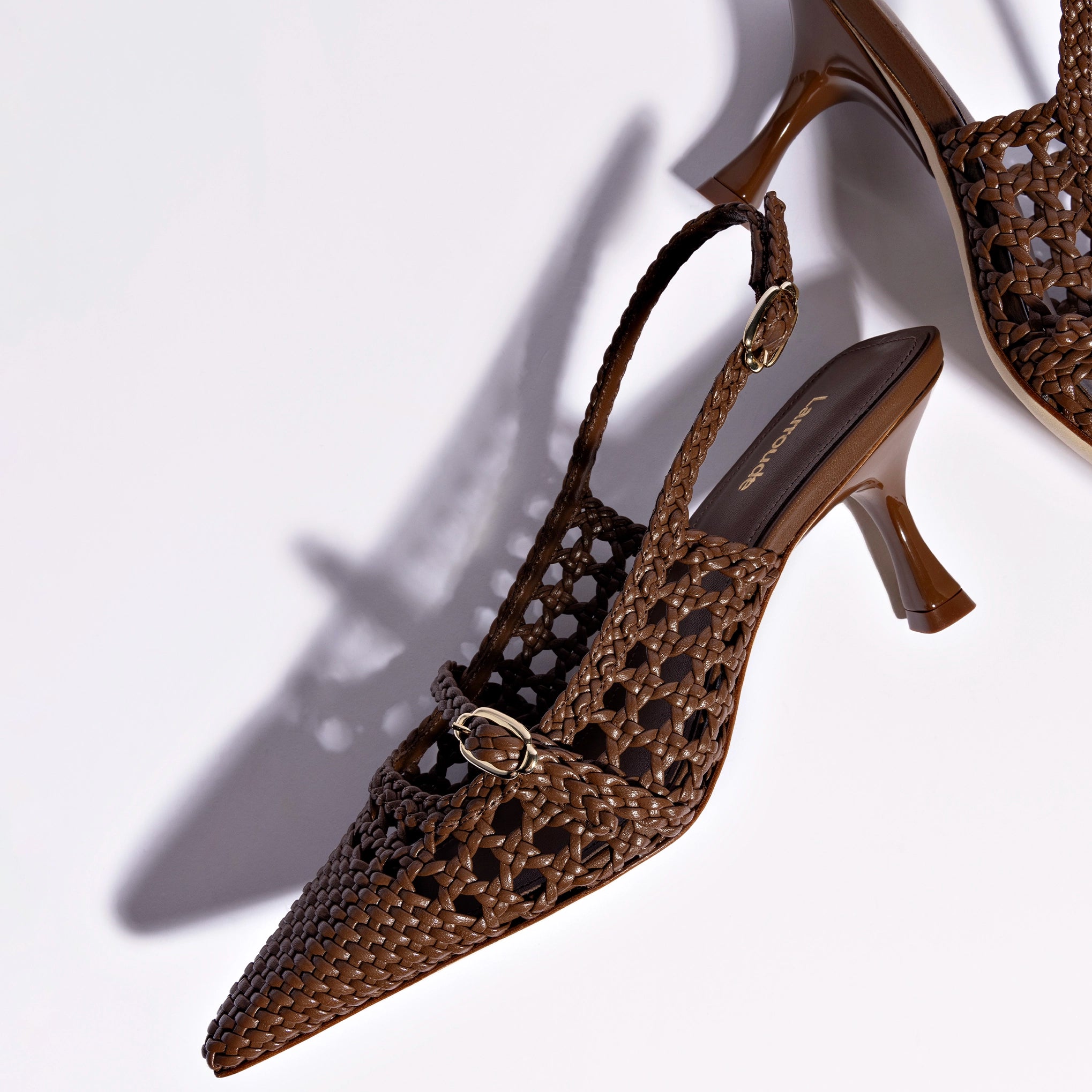 Ines Macrame Pump In Brunt Umber Leather