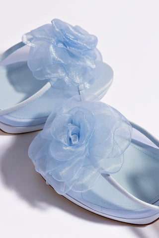 Salma Platform Sandal In Cerulean Blue Satin