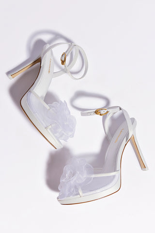 Salma Platform Sandal In White Satin