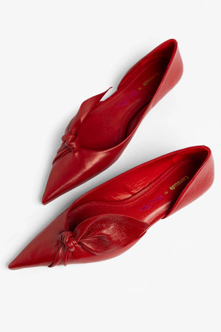 Larroudé by Bruno Frisoni: Sapatilha Gigi Couro Vermelho Escarlate Flat Larroudé x Bruno Frisoni