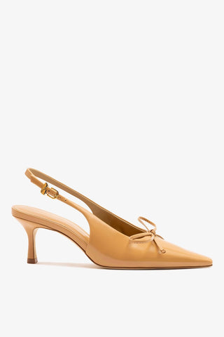 Slingback Bardot Couro Bege Pump Larroudé