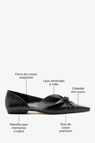 Larroudé by Bruno Frisoni: Sapatilha Gigi Couro Preto Flat Larroudé x Bruno Frisoni