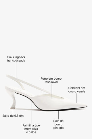 Larroudé by Nicolò B.: Slingback Lucia Couro Verniz Branco Larroudé x Nicolò Beretta