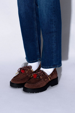 Mocassim Tratorado Cyprus Camurça Marrom Loafer Larroudé