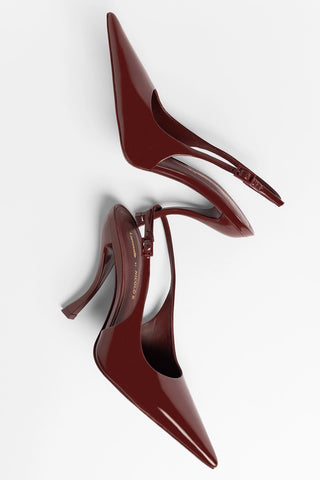 Larroudé by Nicolò B.: Slingback Grace Couro Verniz Bordô Larroudé x Nicolò Beretta