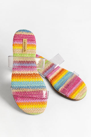 Flat Gabe Clear Ráfia Multicor Flat Larroudé