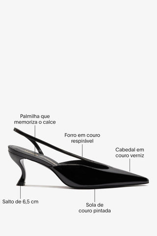 Larroudé by Nicolò B.: Slingback Lucia Couro Verniz Preto Larroudé x Nicolò Beretta