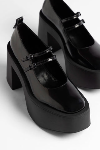 Scarpin Plataforma Olivia Couro Preto Pump Larroudé