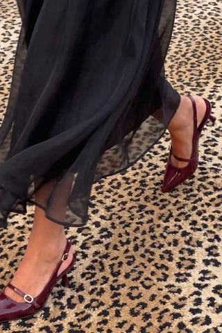 Slingback Ines Couro Bordô Pump Larroudé