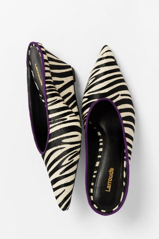 Mule Loulou Couro Zebra Mule Larroudé