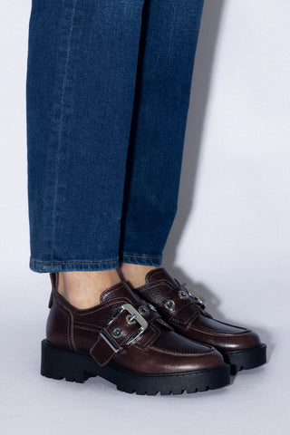 Mocassim Tratorado Stewart Couro Marrom Loafer Larroudé