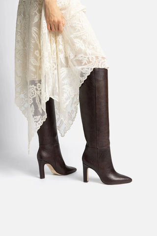 Bota Cindy Hi Couro Marrom Boot Larroudé