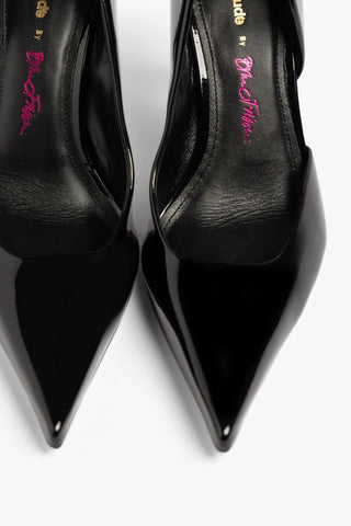 Larroudé by Bruno Frisoni: Scarpin Lily Couro Verniz Preto Pump Larroudé x Bruno Frisoni