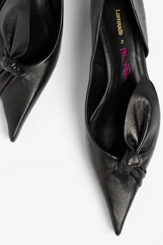 Larroudé by Bruno Frisoni: Sapatilha Gigi Couro Preto Flat Larroudé x Bruno Frisoni