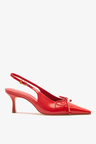Slingback Bardot Couro Vermelho Pump Larroudé
