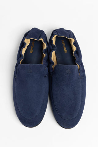 Mocassim Penny Light Camurça Azul Loafer Larroudé