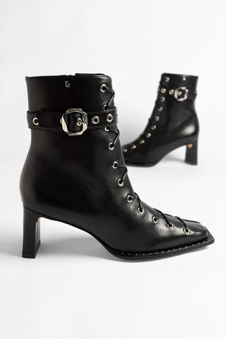 Bota Patti Couro Preto Boot Larroudé