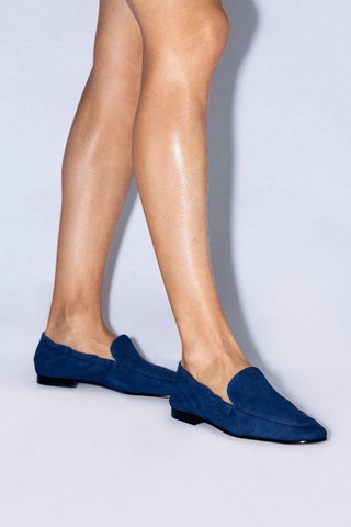 Mocassim Penny Light Camurça Azul Loafer Larroudé