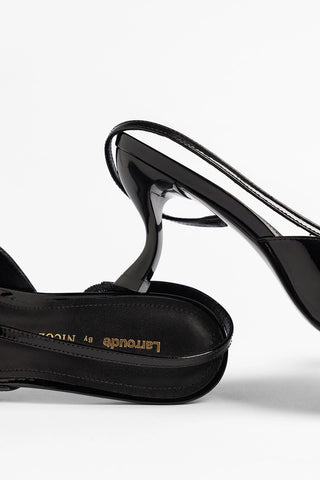 Larroudé by Nicolò B.: Slingback Lucia Couro Verniz Preto Larroudé x Nicolò Beretta